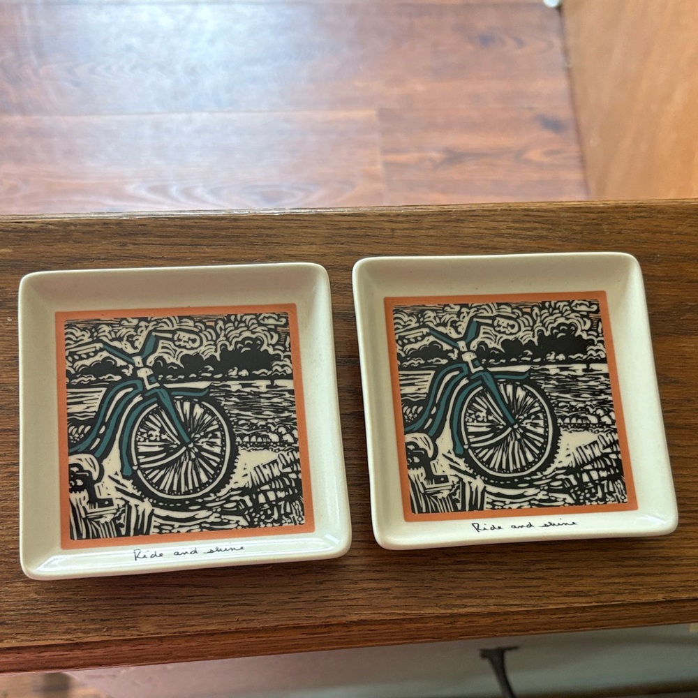 Set of Two Bicycle Design  Trinket Trays